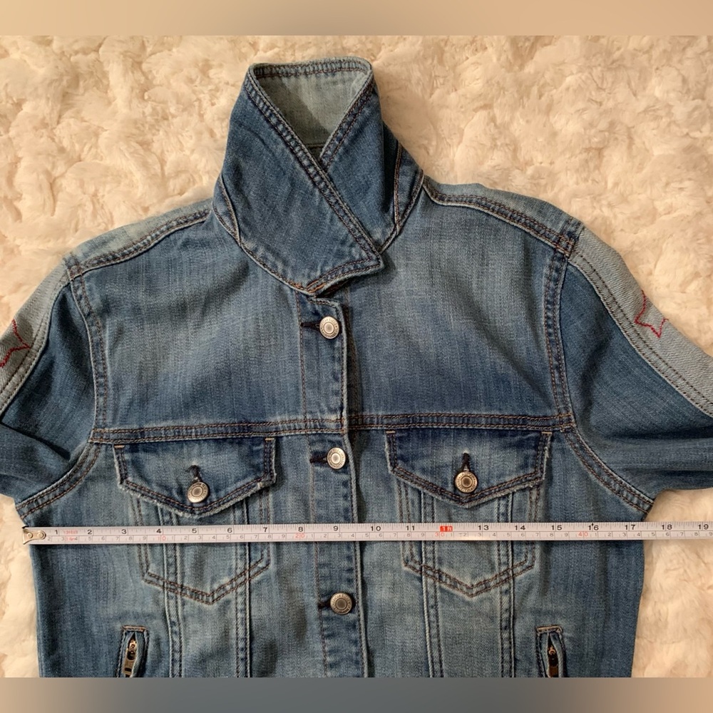 American Eagle Outfitters Denim Jacket with Stars on the Sleeves•Sz. S•Like New - Picture 13 of 16